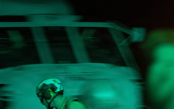 USS Bainbridge conducts flight quarters during Operation Epic Fury