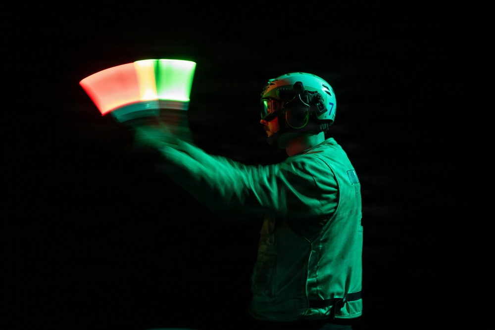 USS Bainbridge conducts flight quarters during Operation Epic Fury