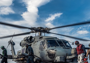 USS Bainbridge conducts flight quarters during Operation Epic Fury