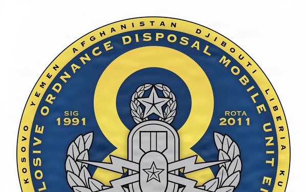 The official command logo of Explosive Ordnance Disposal Mobile Unit EIGHT (EODMU-8).