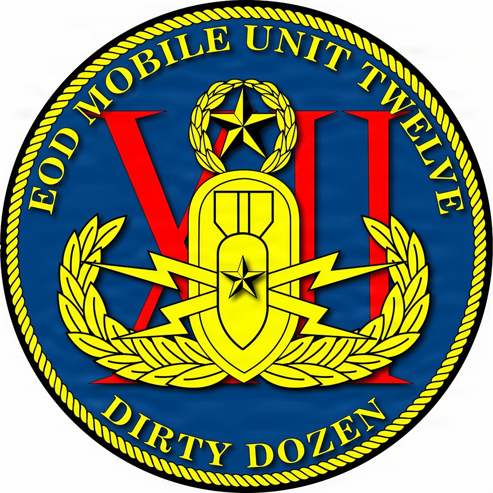 The official command logo of Explosive Ordnance Disposal Mobile Unit TWELVE (EODMU-12).