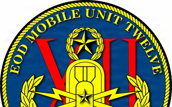 The official command logo of Explosive Ordnance Disposal Mobile Unit TWELVE (EODMU-12).