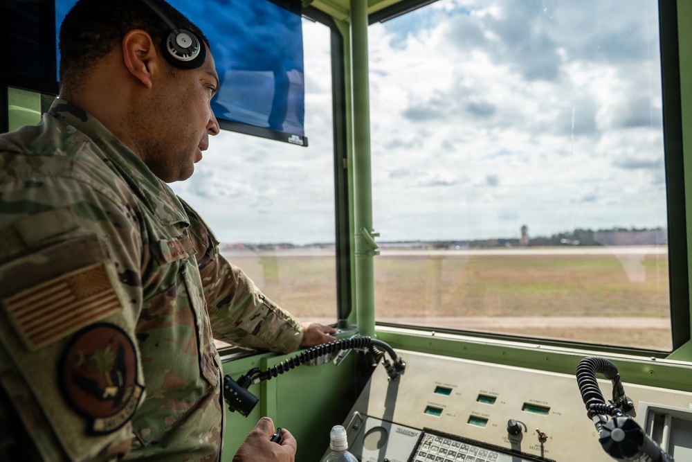 245th Combat Airfield Operations Squadron maintainers and controllers train in a mock deployment environment