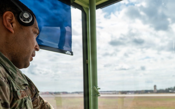 245th Combat Airfield Operations Squadron maintainers and controllers train in a mock deployment environment