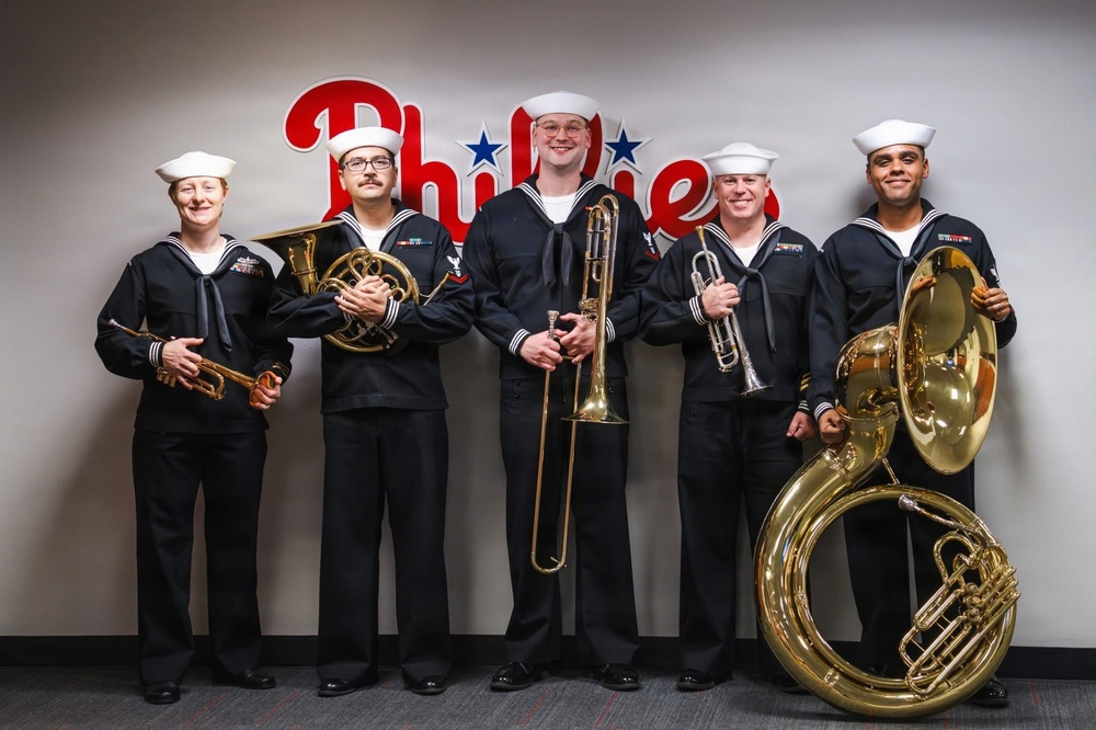 Navy Band Northeast's Trident Brass Quintet Supporting Navy Week Philadelphia 2023.