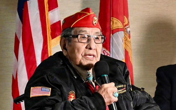 Peter MacDonald, one of the last two surviving Navajo Code Talkers, visits the Defense Language Institute Foreign Language Center at the Presidio of Monterey
