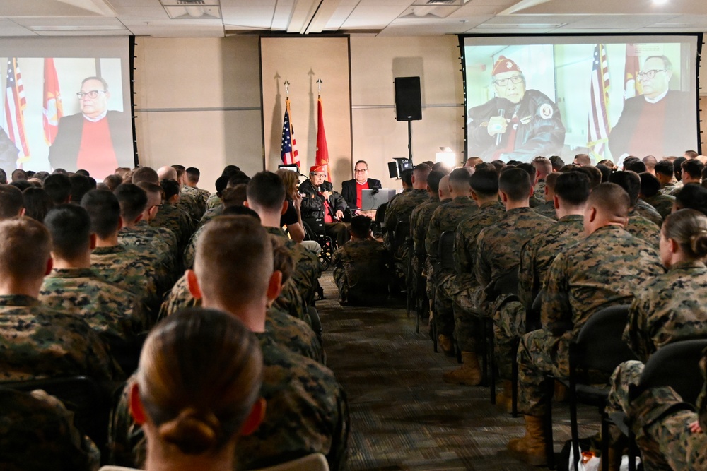 Peter MacDonald, one of the last two surviving Navajo Code Talkers, visits the Defense Language Institute Foreign Language Center at the Presidio of Monterey