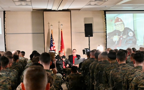 Peter MacDonald, one of the last two surviving Navajo Code Talkers, visits the Defense Language Institute Foreign Language Center at the Presidio of Monterey