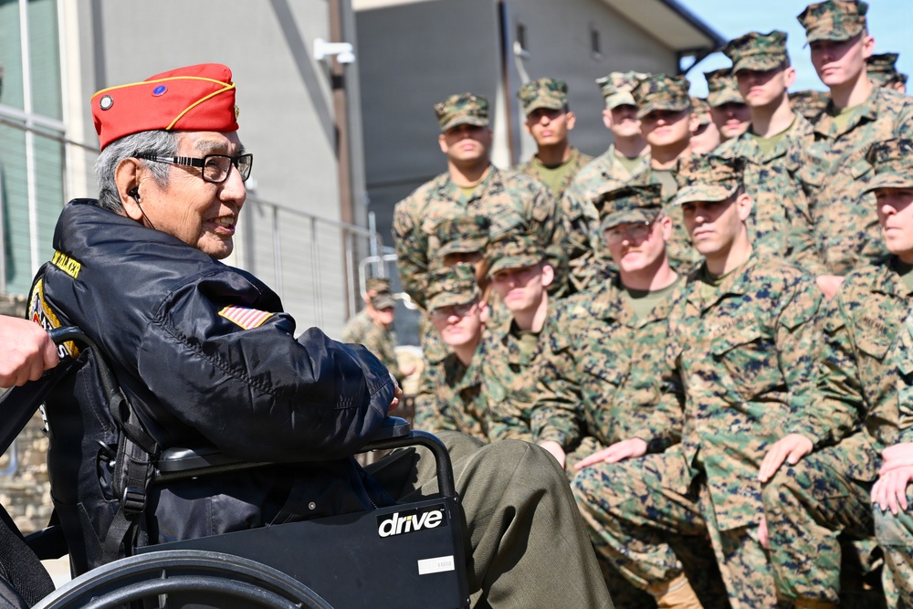 Peter MacDonald, one of the last two surviving Navajo Code Talkers, visits the Defense Language Institute Foreign Language Center at the Presidio of Monterey