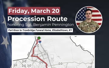 Staff Sgt. Benjamin Pennington procession route