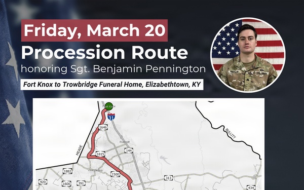 Staff Sgt. Benjamin Pennington procession route