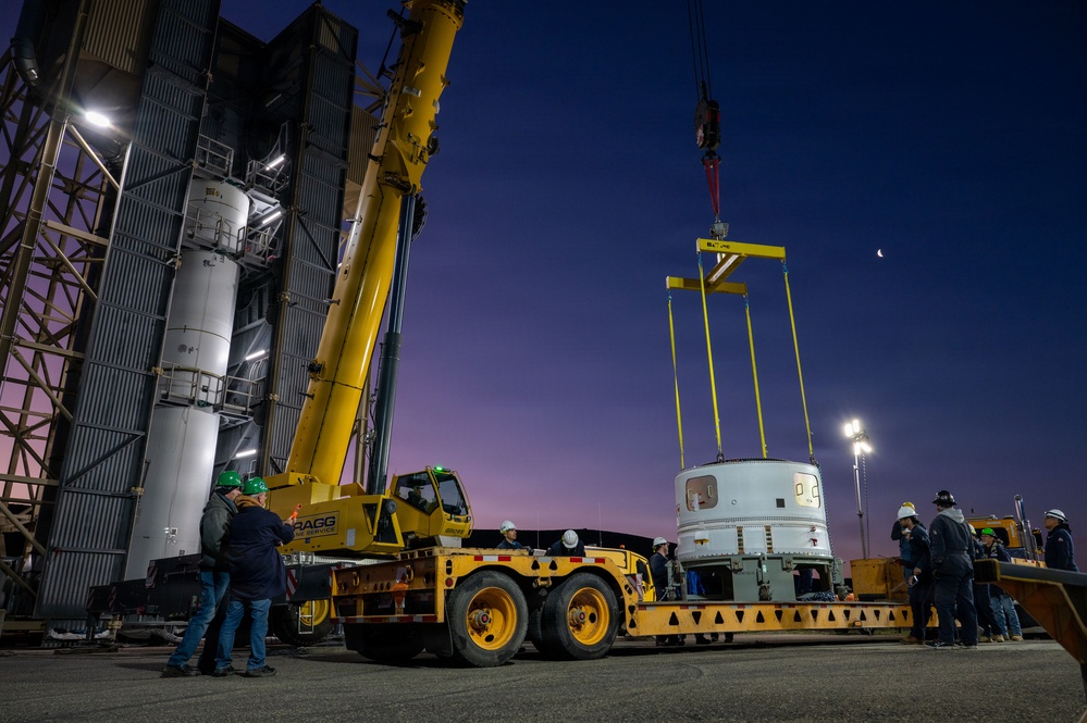 Minotaur IV rocket motor stacking at Vandenberg's SLC-8