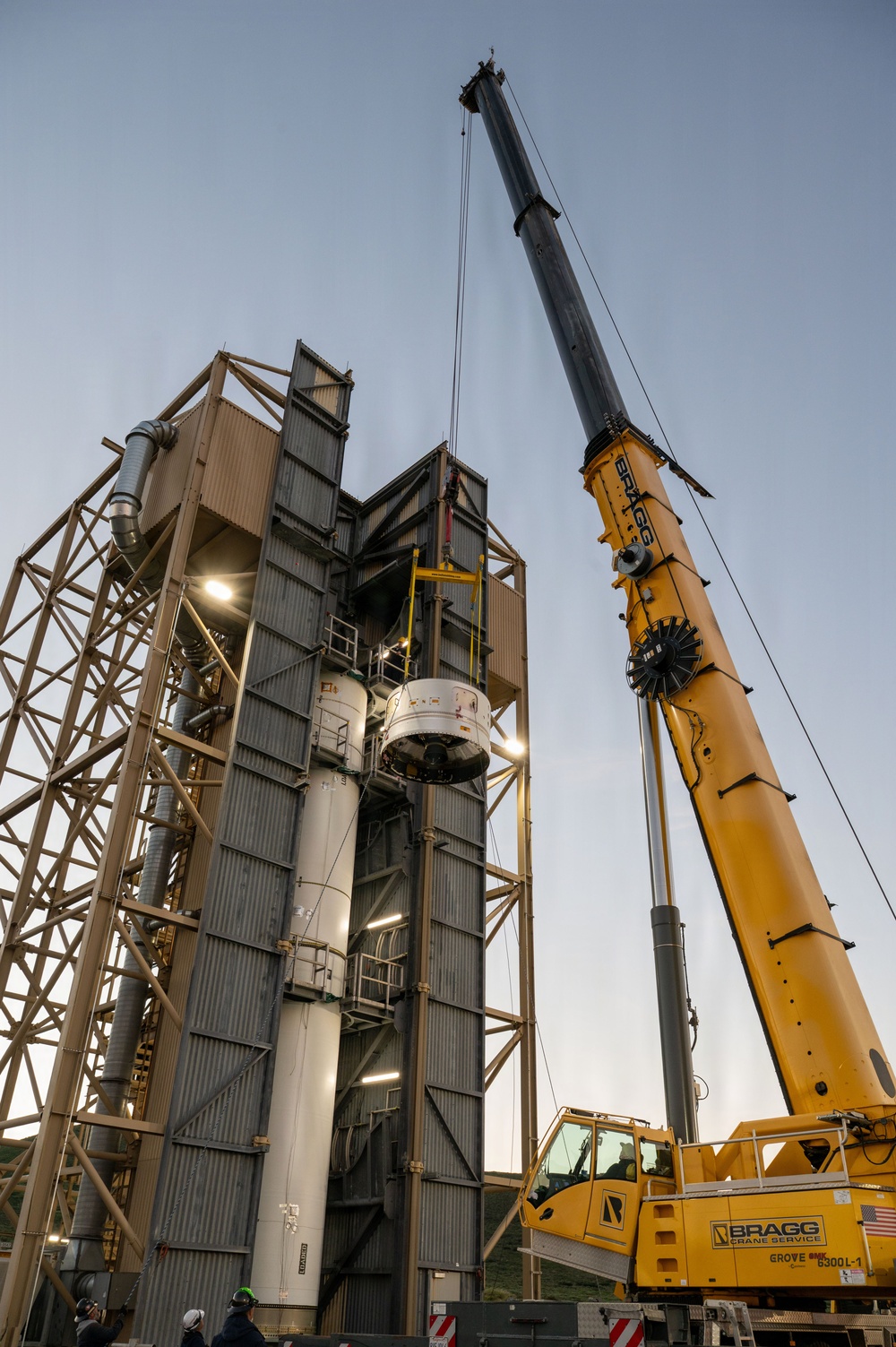 Minotaur IV Rocket motor stacking at Vandenberg's SLC-8