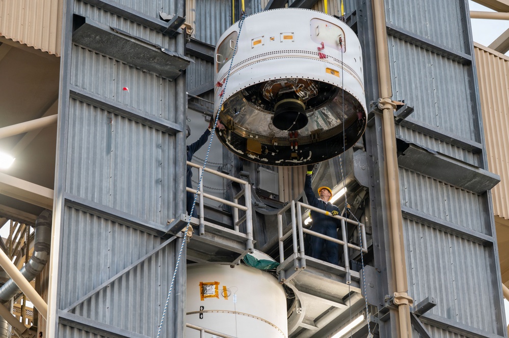 Minotaur IV rocket motor stacking at Vandenberg's SLC-8