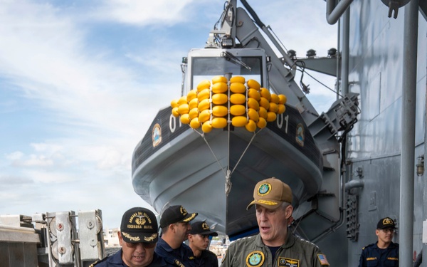 Adm. Steve Koehler, commander, U.S. Pacific, tours the Ecuadorian Navy offshore patrol vessel BAE Jambelí (MP 56)
