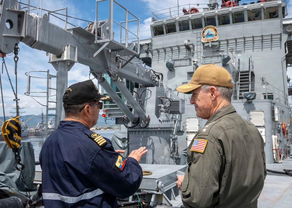 Adm. Steve Koehler, commander, U.S. Pacific, tours the Ecuadorian Navy offshore patrol vessel BAE Jambelí (MP 56)