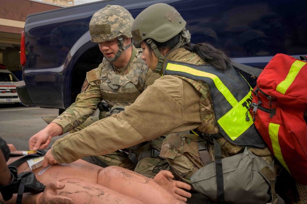 374 MDG responds to simulated mass casualty scenario for BM26