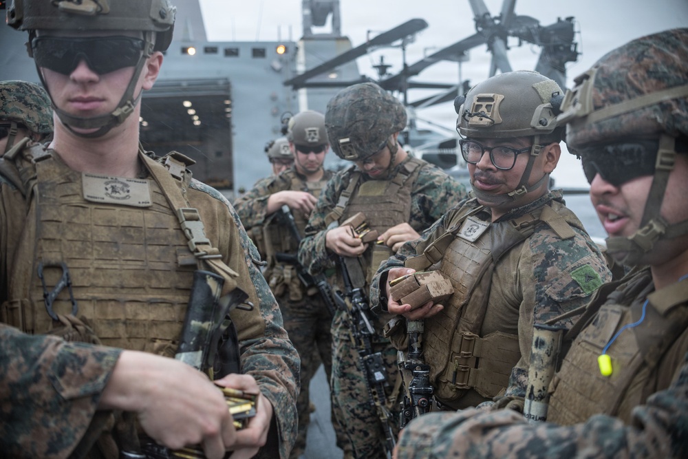 The 31st Marine Expeditionary Unit Conducts Live Fire onboard USS New Orleans (LPD 18)