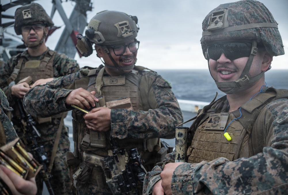The 31st Marine Expeditionary Unit Conducts Live Fire onboard USS New Orleans (LPD 18)
