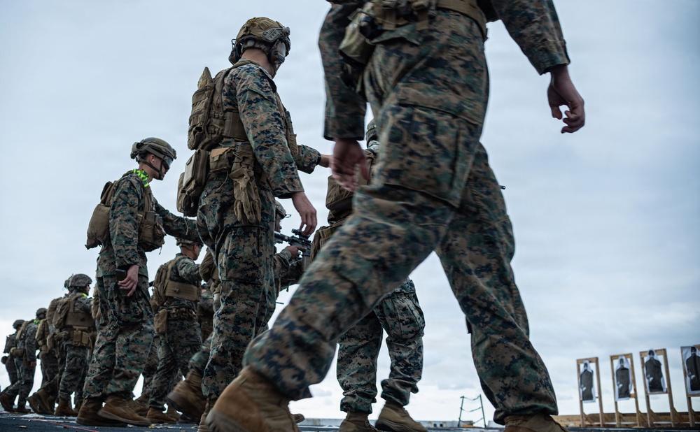 The 31st Marine Expeditionary Unit Conducts Live Fire onboard USS New Orleans (LPD 18)