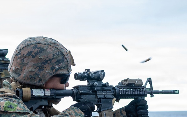 The 31st Marine Expeditionary Unit Conducts Live Fire onboard USS New Orleans (LPD 18)