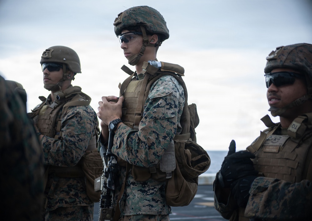 The 31st Marine Expeditionary Unit Conducts Live Fire onboard USS New Orleans (LPD 18)