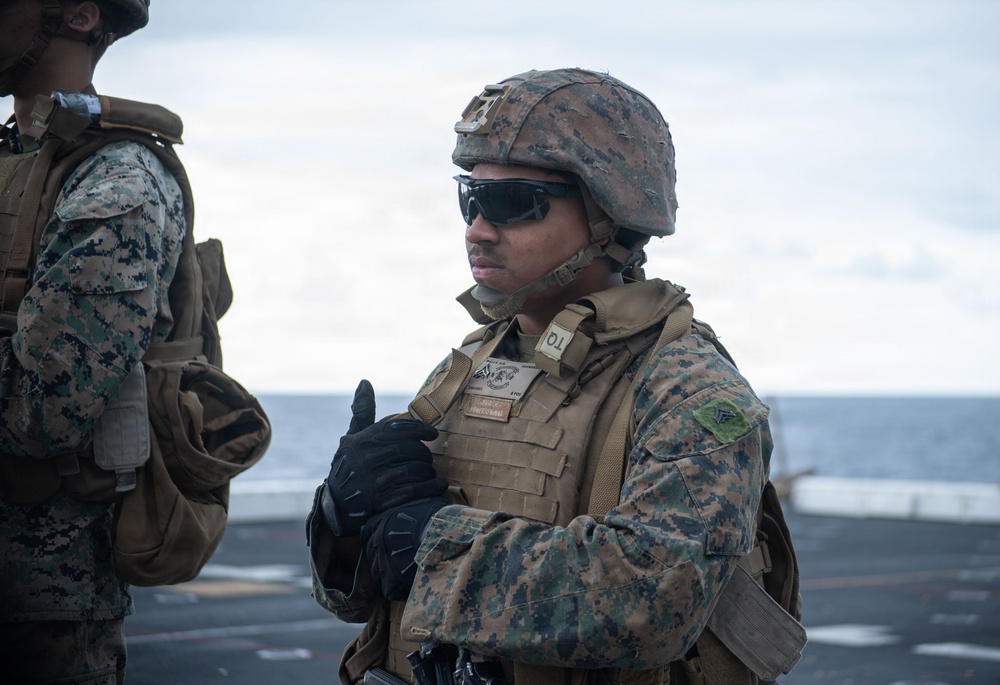 The 31st Marine Expeditionary Unit Conducts Live Fire onboard USS New Orleans (LPD 18)