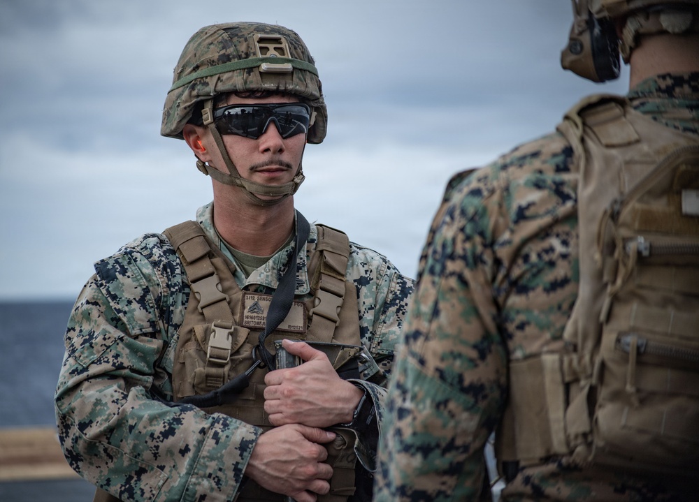 The 31st Marine Expeditionary Unit Conducts Live Fire onboard USS New Orleans (LPD 18)