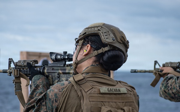 The 31st Marine Expeditionary Unit Conducts Live Fire onboard USS New Orleans (LPD 18)