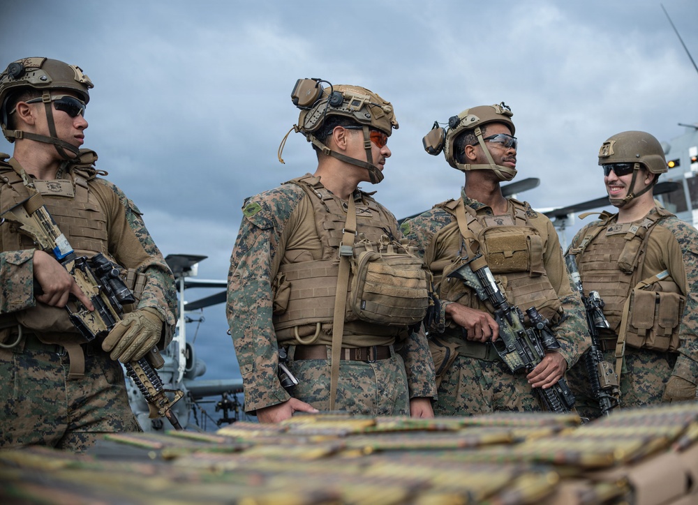 The 31st Marine Expeditionary Unit Conducts Live Fire onboard USS New Orleans (LPD 18)