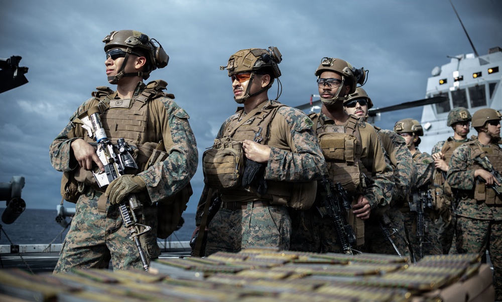 The 31st Marine Expeditionary Unit Conducts Live Fire onboard USS New Orleans (LPD 18)
