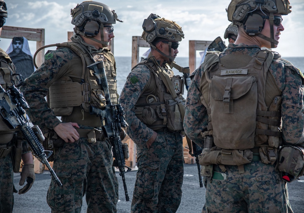 The 31st Marine Expeditionary Unit Conducts Live Fire onboard USS New Orleans (LPD 18)