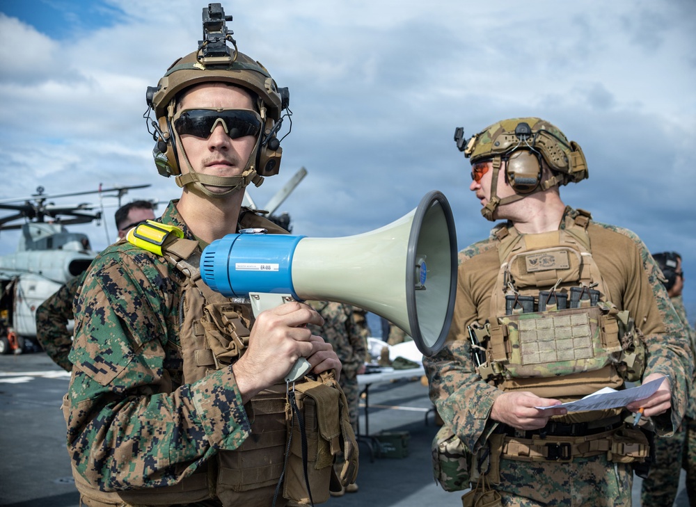 The 31st Marine Expeditionary Unit Conducts Live Fire onboard USS New Orleans (LPD 18)