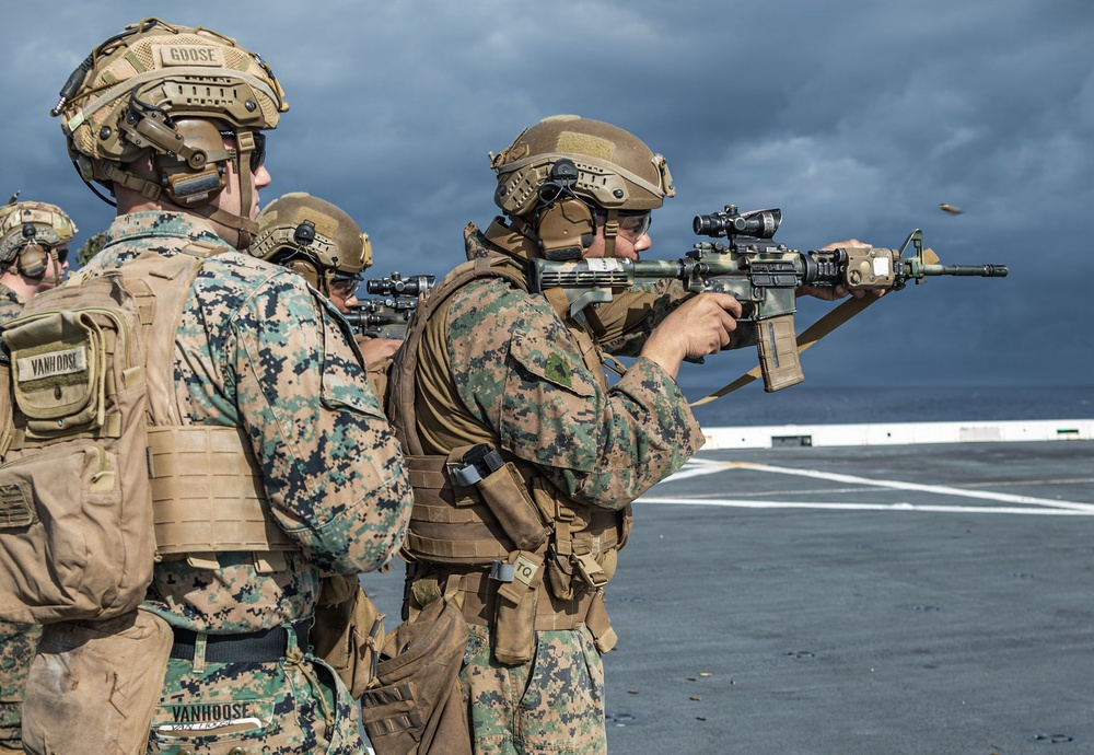 The 31st Marine Expeditionary Unit Conducts Live Fire onboard USS New Orleans (LPD 18)