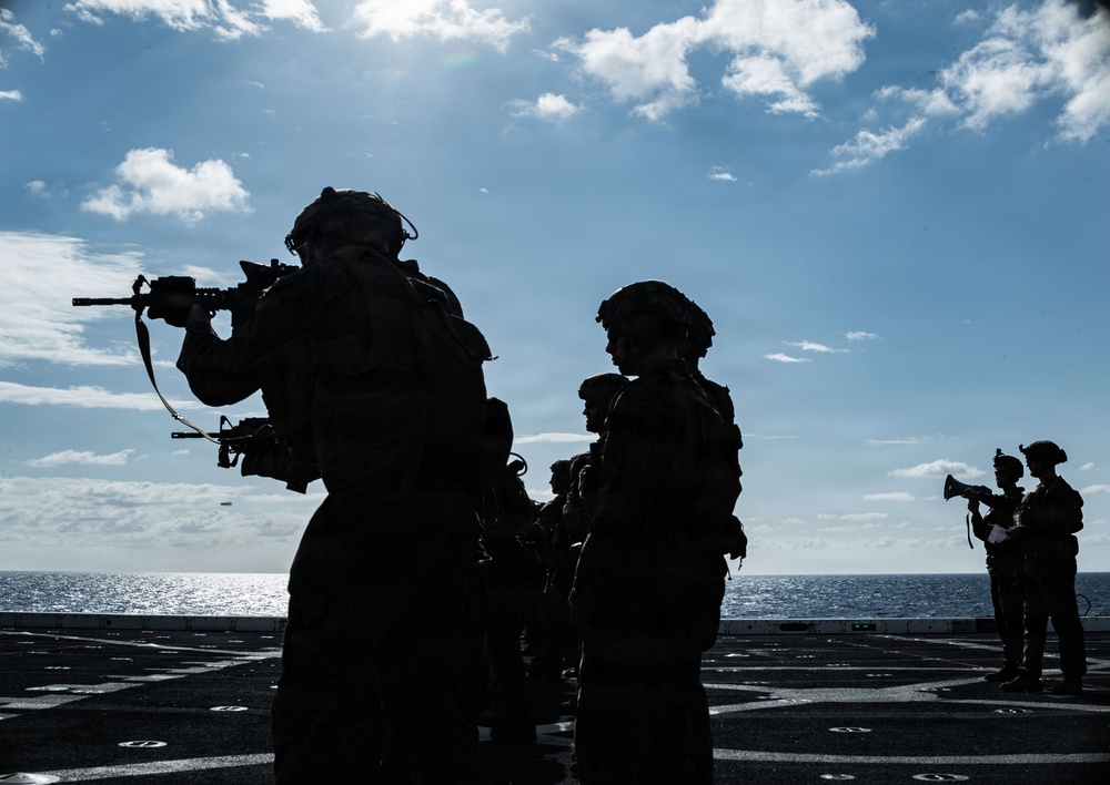 The 31st Marine Expeditionary Unit Conducts Live Fire onboard USS New Orleans (LPD 18)