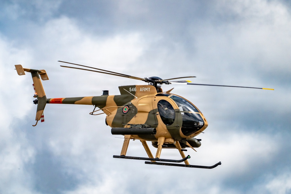 Kenya Army MD 530F supports multinational combined arms live-fire during Justified Accord 2026