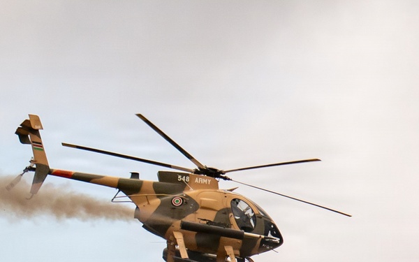 Kenya Army MD 530F supports multinational combined arms live-fire during Justified Accord 2026