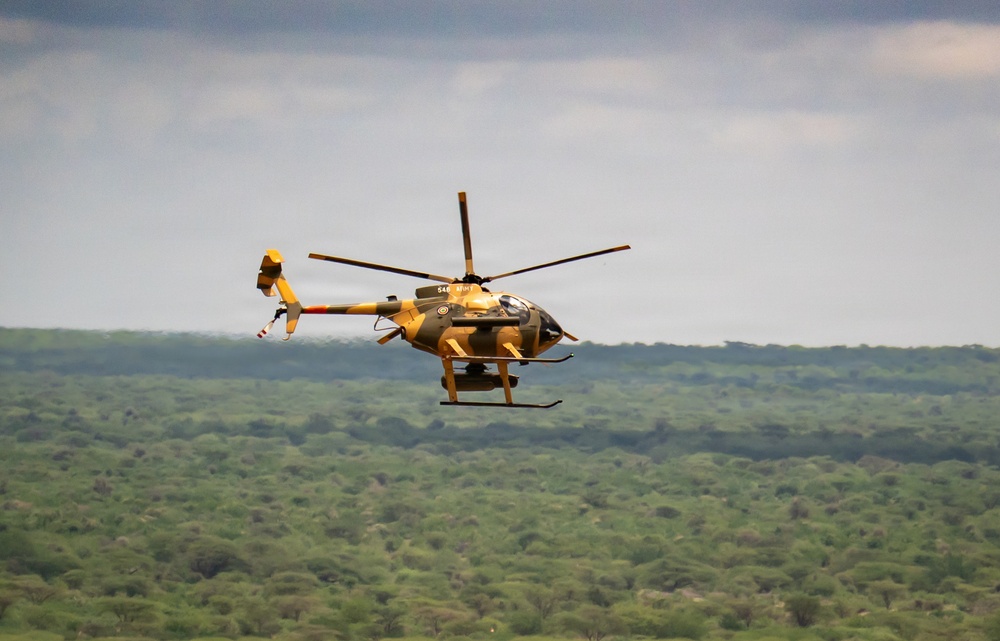 Kenya Army MD 530F supports multinational combined arms live-fire during Justified Accord 2026