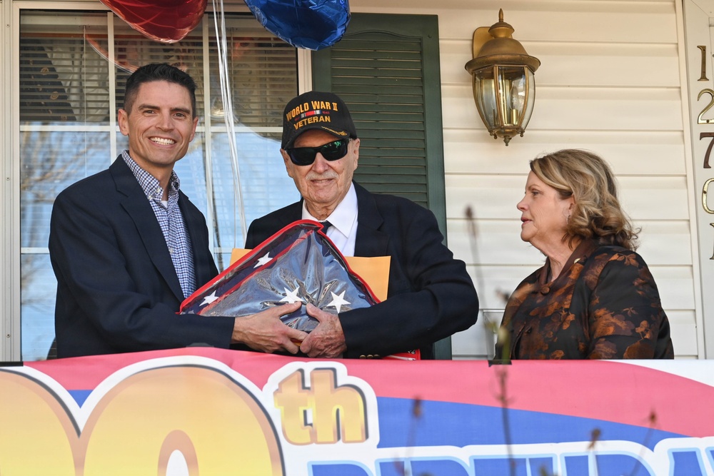 Centennial birthday parade honors WWII veteran