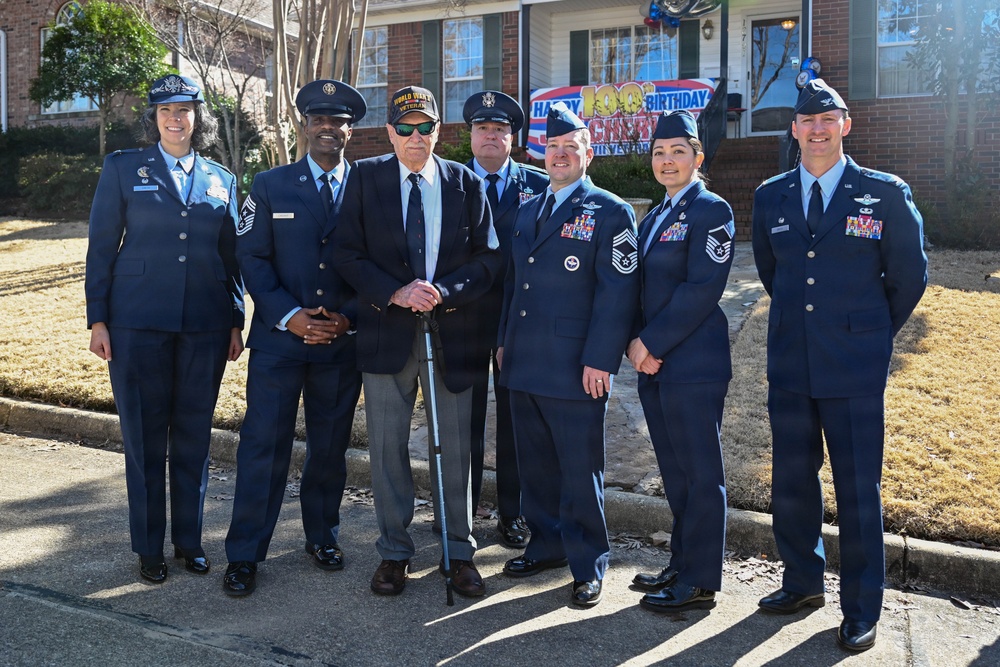 Centennial birthday parade honors WWII veteran