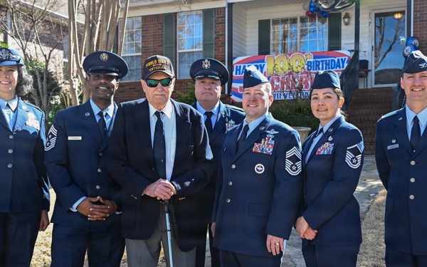 Centennial birthday parade honors WWII veteran