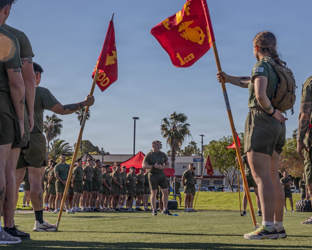 Fast Tracks, Big Blast: Marines with 7th Engineer Support Battalion and 1st Combat Engineer Battalion Participate in a Motivational Run and Competition PT
