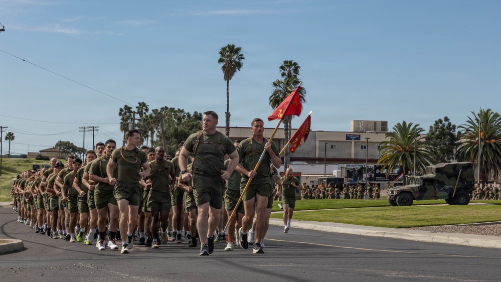 Fast Tracks, Big Blast: Marines with 7th Engineer Support Battalion and 1st Combat Engineer Battalion Participate in a Motivational Run and Competition PT