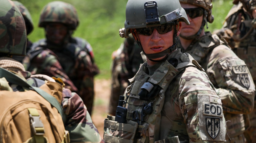 Multinational EOD teams train on demolition effects during Justified Accord 2026