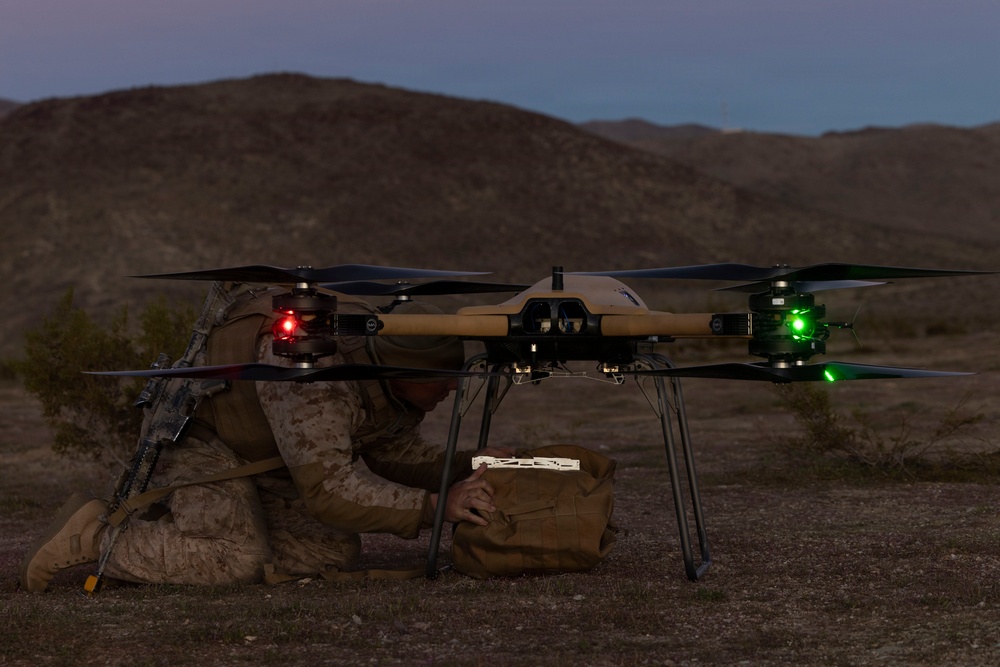 U.S. Marines with 3rd LAR employ Tactical Resupply UAS during NTC 26-05