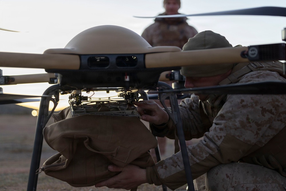 U.S. Marines with 3rd LAR employ Tactical Resupply UAS during NTC 26-05