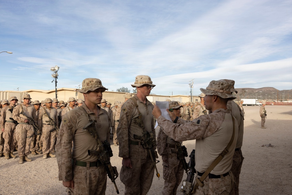 U.S. Marines with 3rd LAR meritoriously promote to corporal during NTC 26-05