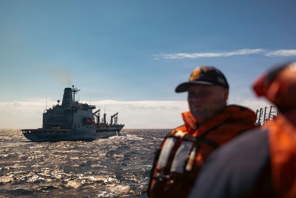 USS Winston S. Churchill Conducts a Replenishment-at-Sea During Operation Epic Fury