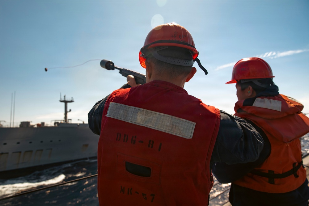 USS Winston S. Churchill Conducts a Replenishment-at-Sea During Operation Epic Fury