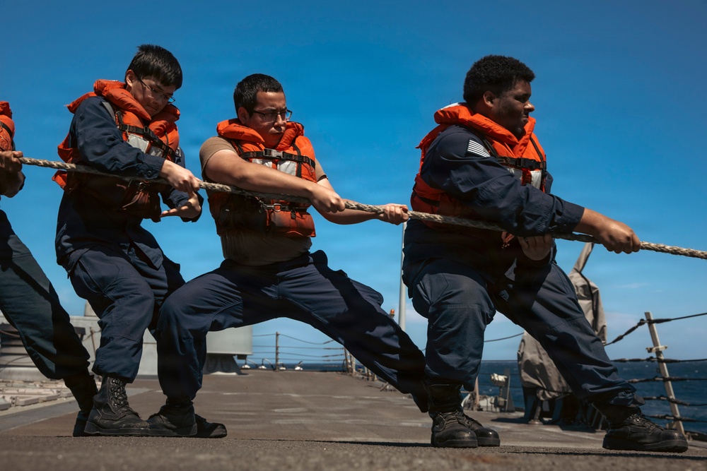 USS Winston S. Churchill Conducts a Replenishment-at-Sea During Operation Epic Fury